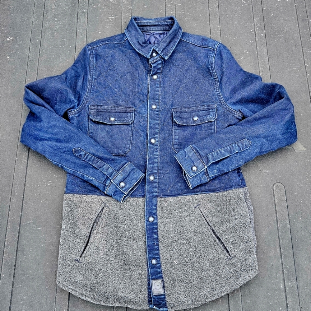 ~ The Zara Man ~ 1975 Vintage Style Denim/Fleece Pearl Snap Lined Shirt Jac